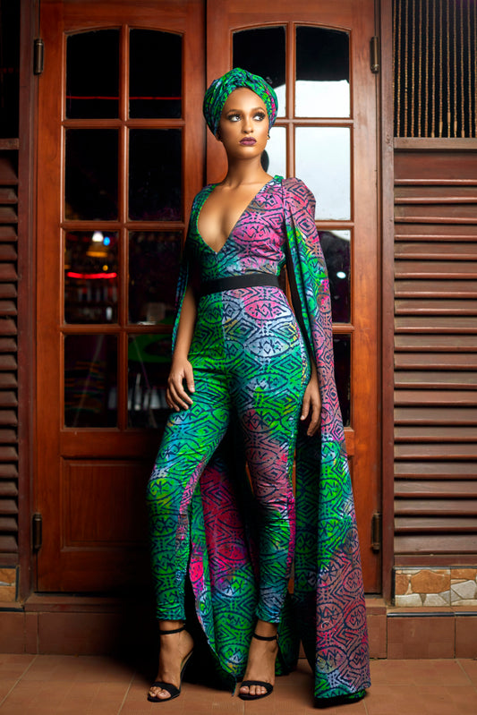 Iroko batik cape jumpsuit - TrueFond