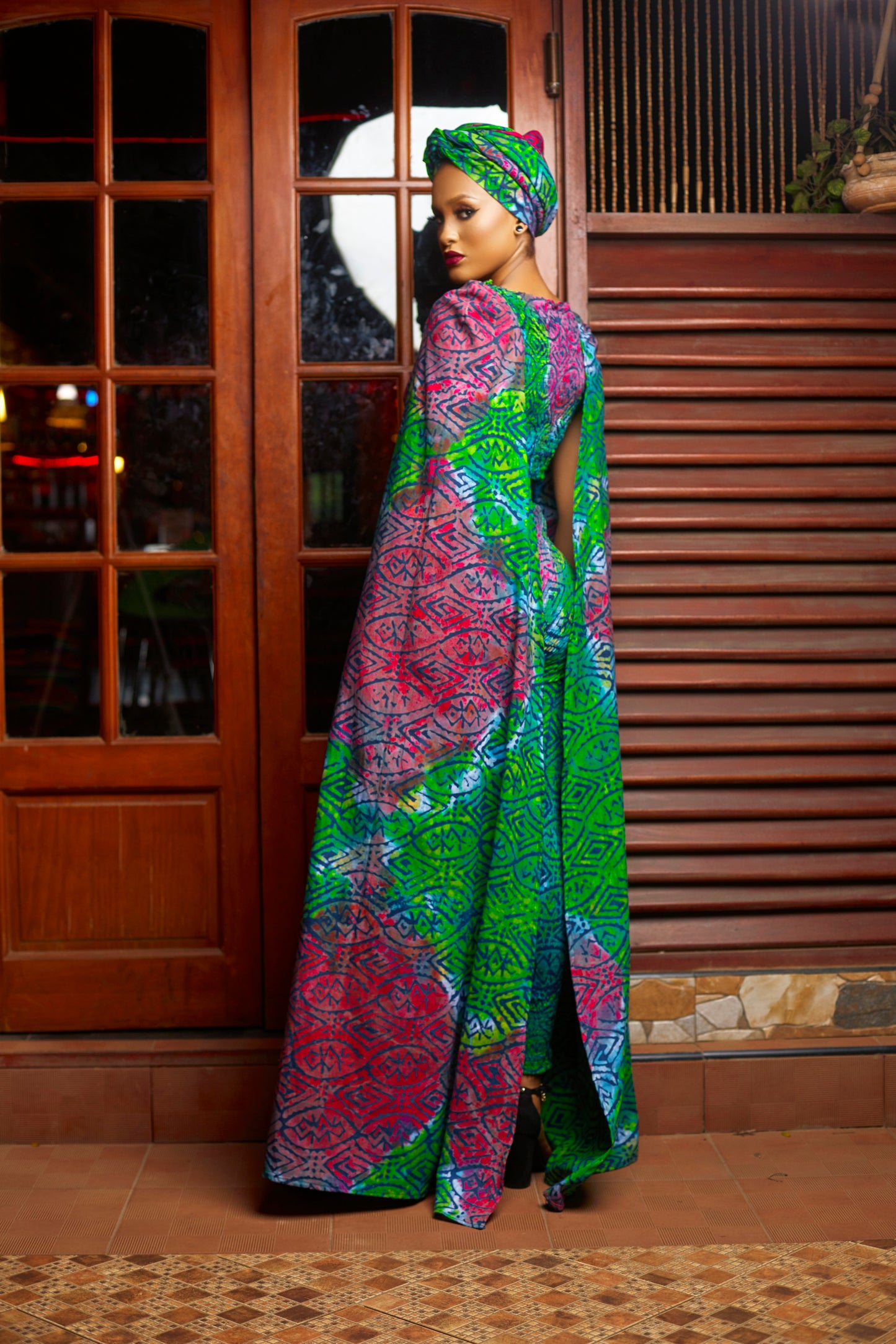 Iroko batik cape jumpsuit - TrueFond