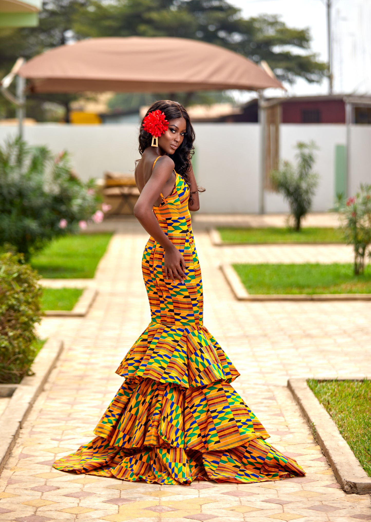Golden Ajua royal kente gown - TrueFond
