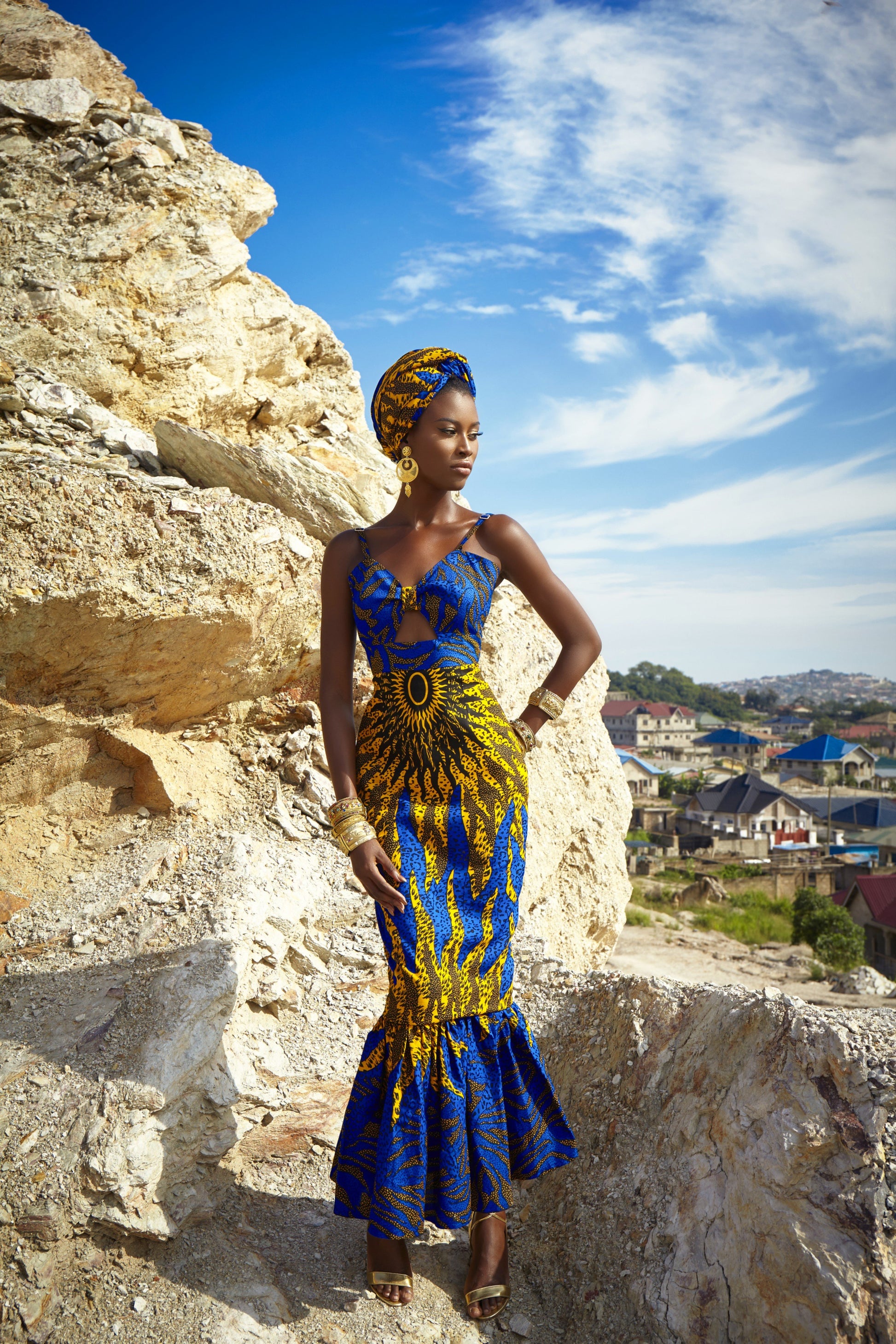Azura sun dress with matching headwrap - TrueFond