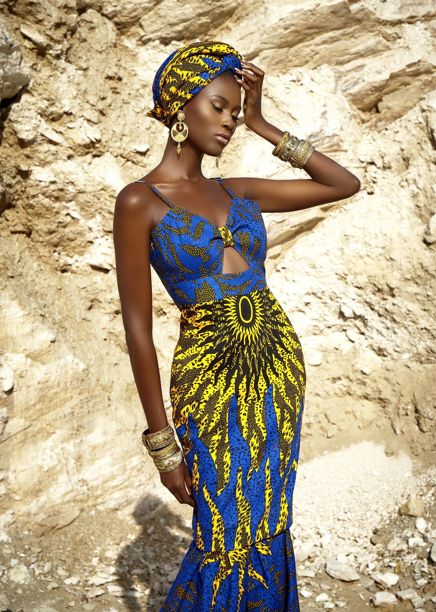 Azura sun dress with matching headwrap - TrueFond